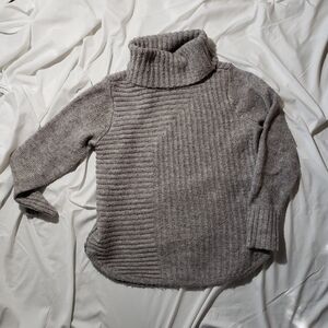 Dress Barn Cable Knit Sweater Large Gray Cowell Neck